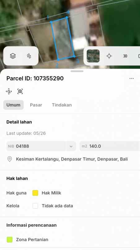 dijual 2 5 are jl drupadi sumerta klod renon denpasar