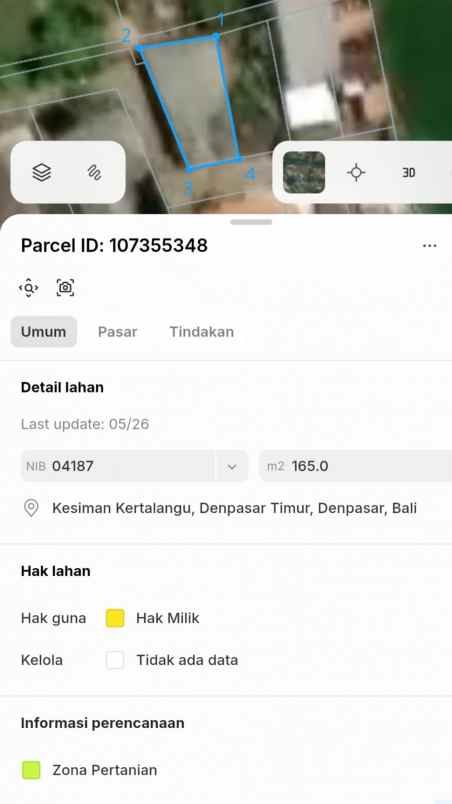 dijual 2 5 are jl drupadi sumerta klod renon denpasar