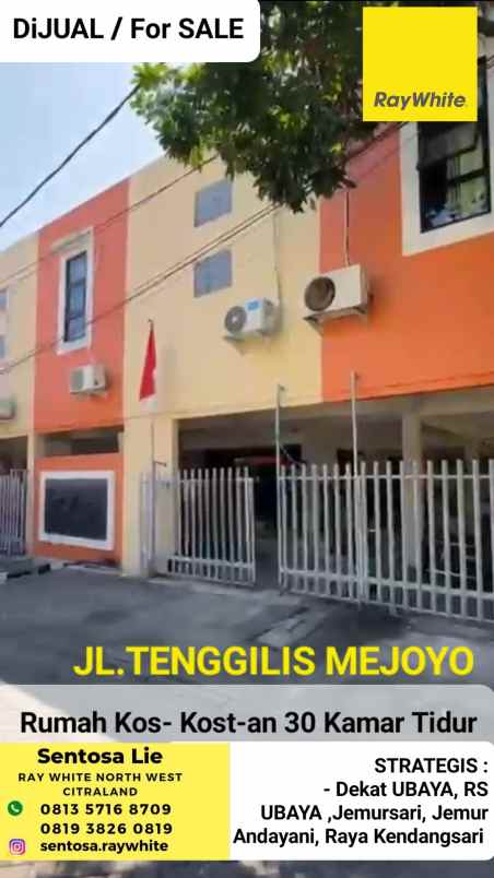 dijual kost jalan tenggilis mejoyo