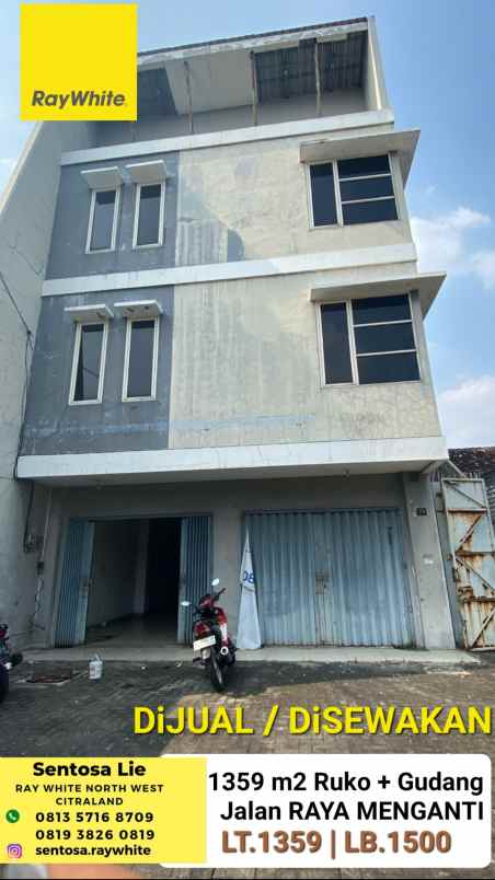 dijual ruko gudang kantor jalan raya menganti