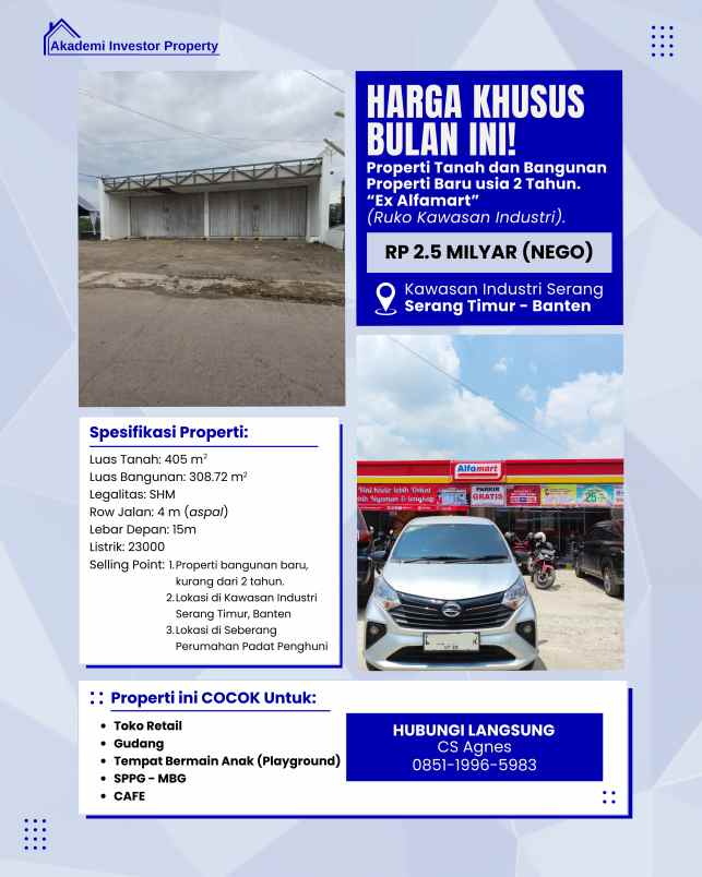 dijual ruko gudang kantor jl raya perumahan puri