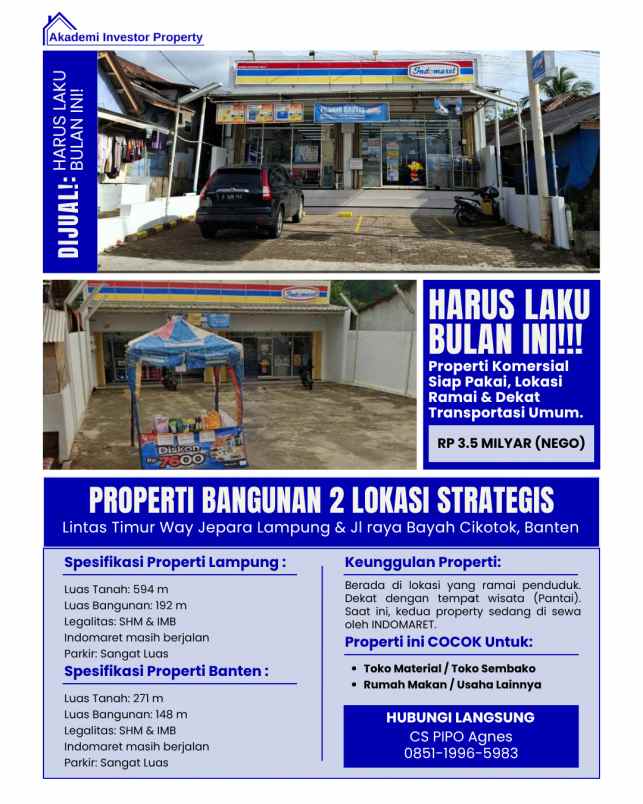 dijual ruko gudang kantor lintas timur way jepara