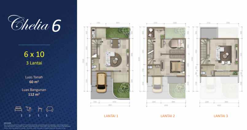 dijual rumah cluster chelia scg