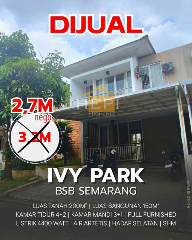 dijual rumah di di ivy park bsb semarang
