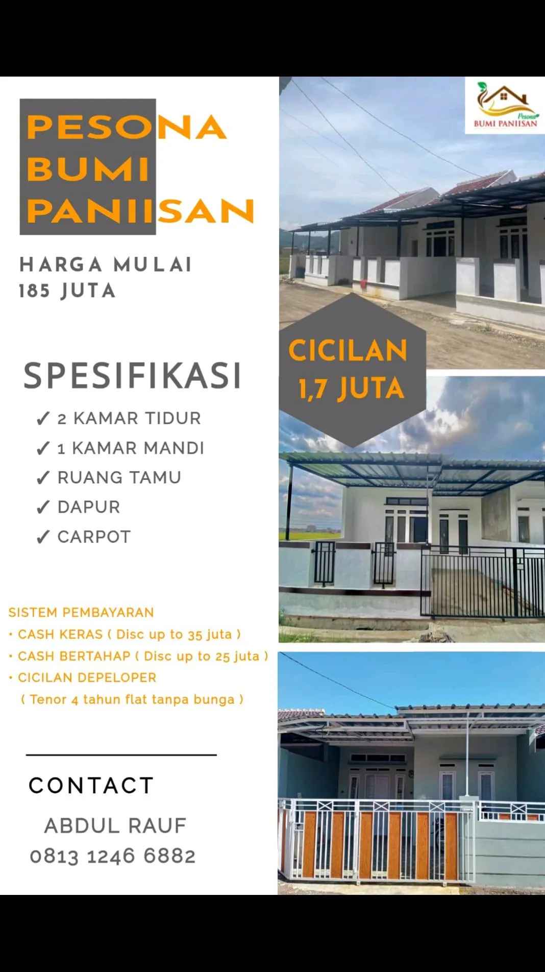 dijual rumah jl jatimekar paniisan rt