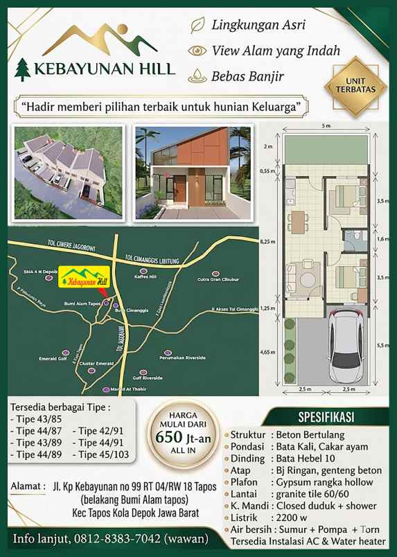 dijual rumah jl kebayunan