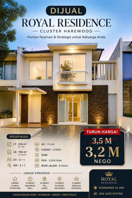 dijual rumah royal residence