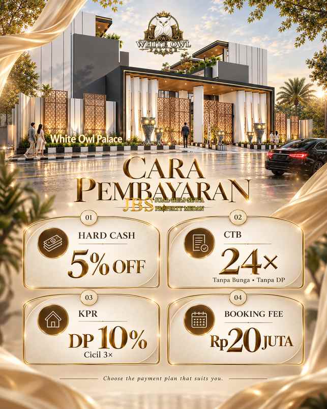 dijual rumah white owl palace jalan