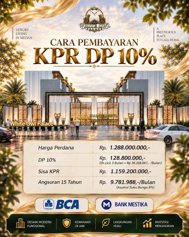 dijual rumah white owl palace jalan
