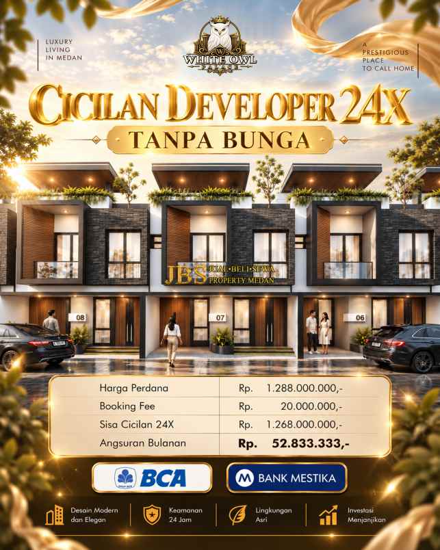 dijual rumah white owl palace jalan