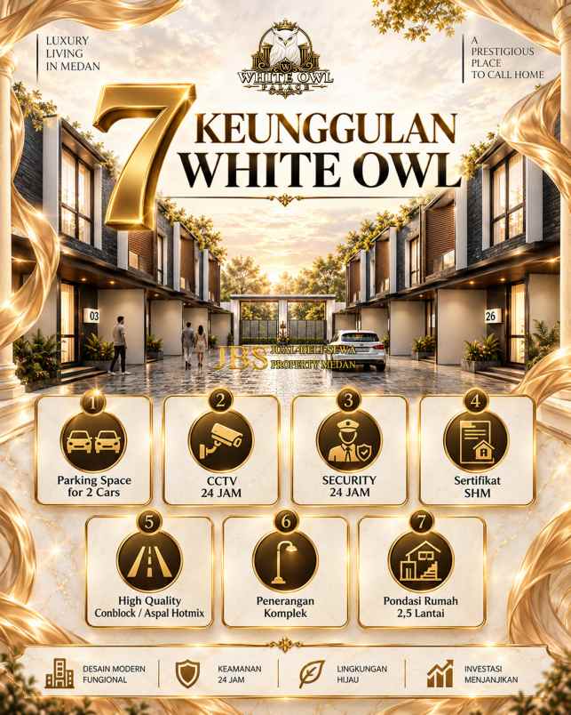 dijual rumah white owl palace jalan
