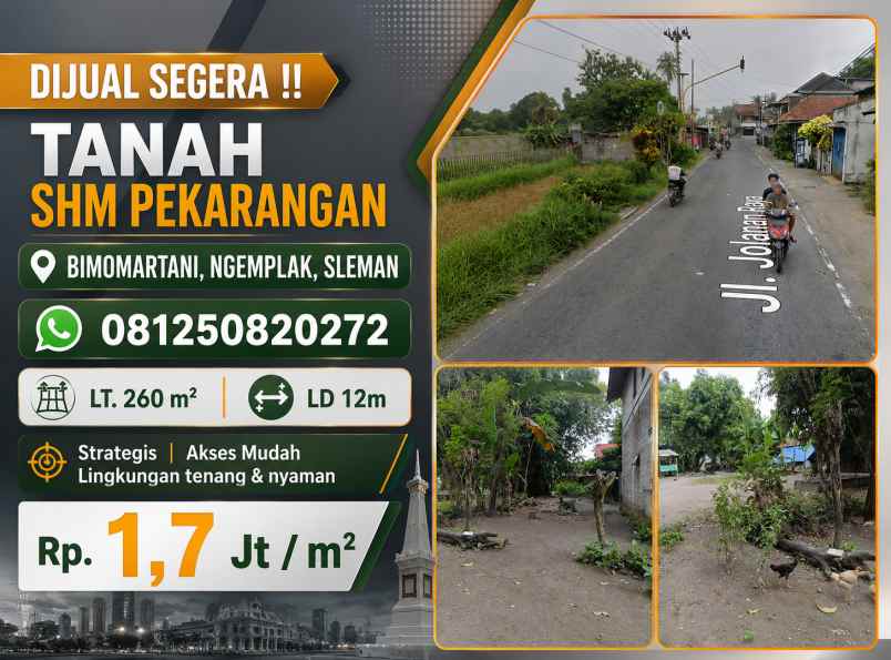 dijual tanah bimomartani ngemplak sleman