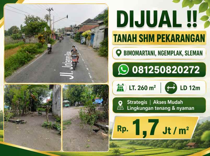 dijual tanah bimomartani ngemplak sleman