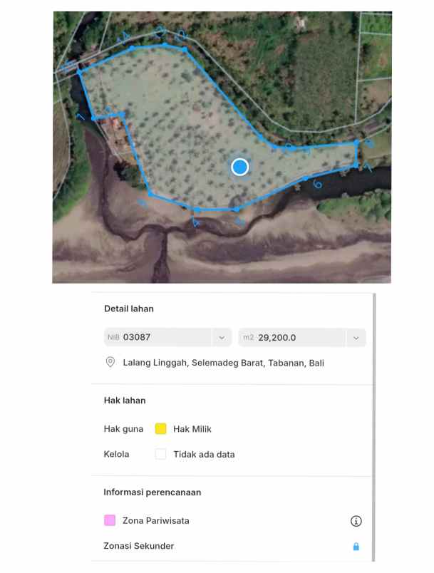 dijual tanah desa lalanglingah kec