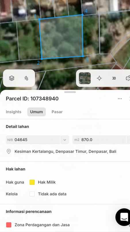 dijual tanah gatsu timur