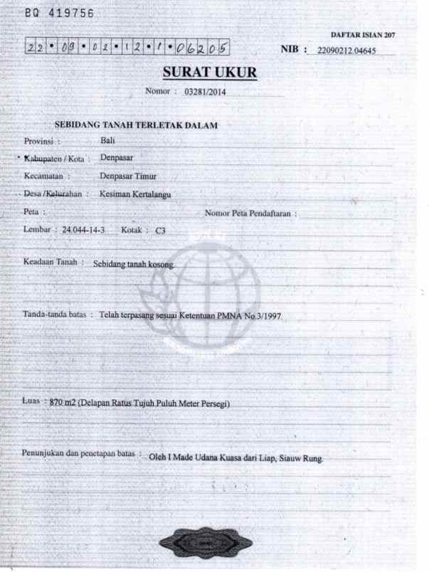 dijual tanah gatsu timur