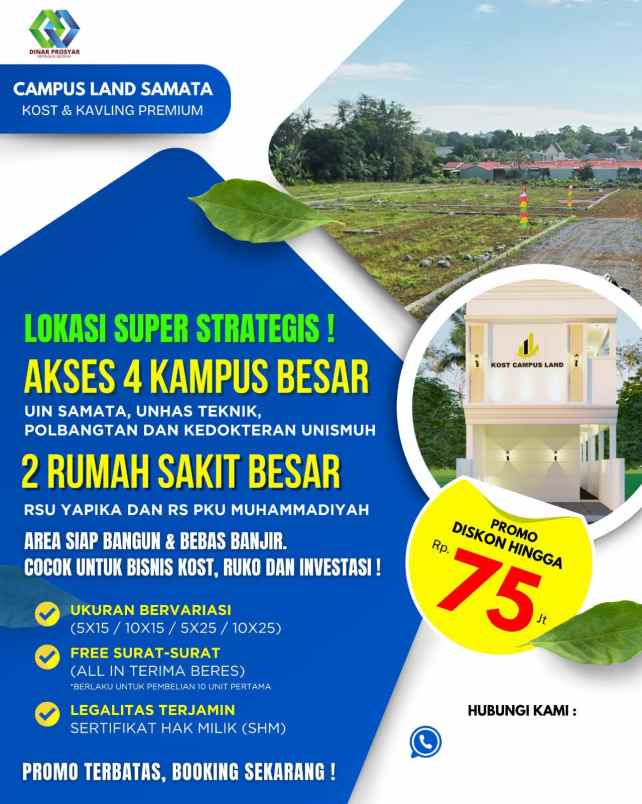 dijual tanah jl h m yasin limpo