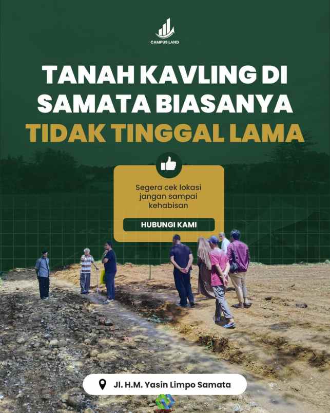 dijual tanah jl h m yasin limpo