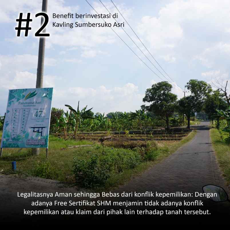 dijual tanah kemuning sumbersuko kec