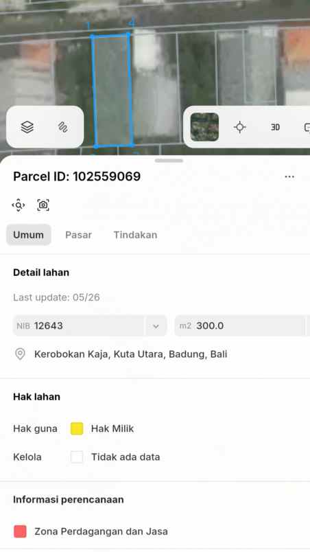 dijual tanah muding gatsu barat