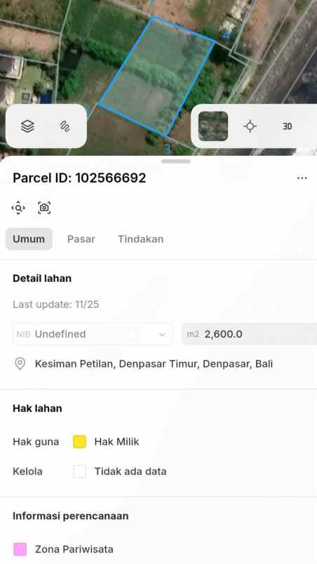 dijual tanah pantai padang galak