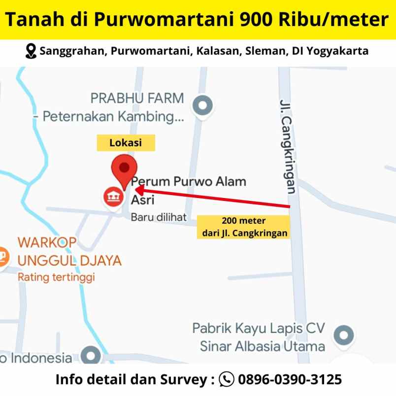 dijual tanah sanggrahan purwomartani