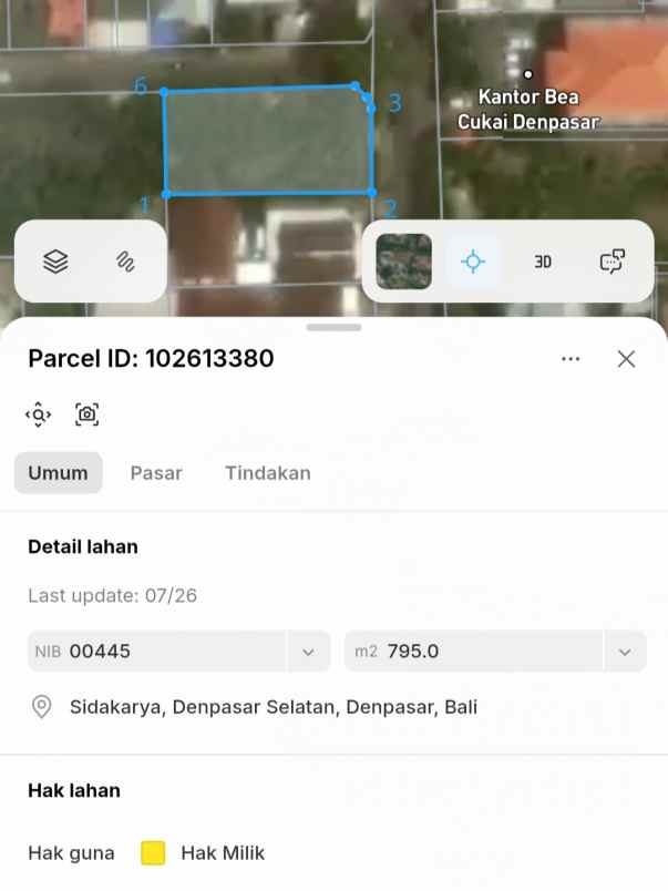dijual tanah tukad badung