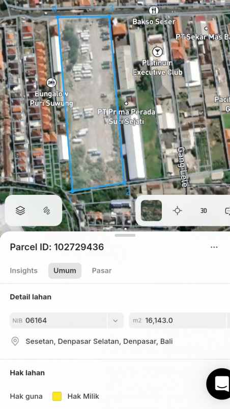 disewakan tanah sesetan