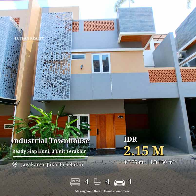 industrial modern townhouse jagakarsa dalam cluster