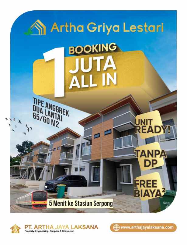 rumah 2 lantai murah tanpa dp dekat tol bsd