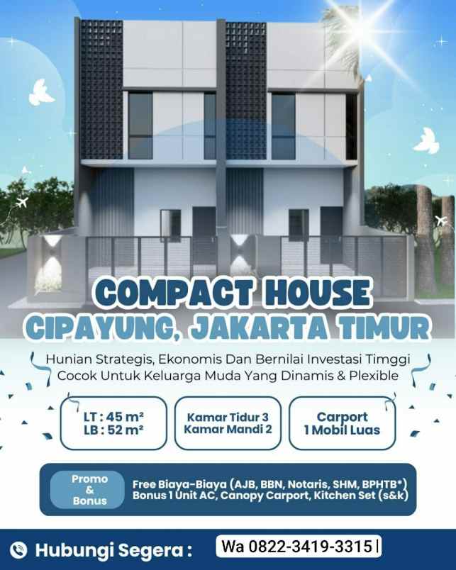 rumah 2lt akses dekat tol setu cipayung jakarta timur