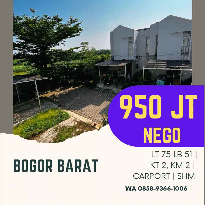 rumah bogor barat siap huni dekat ke tol yasmin