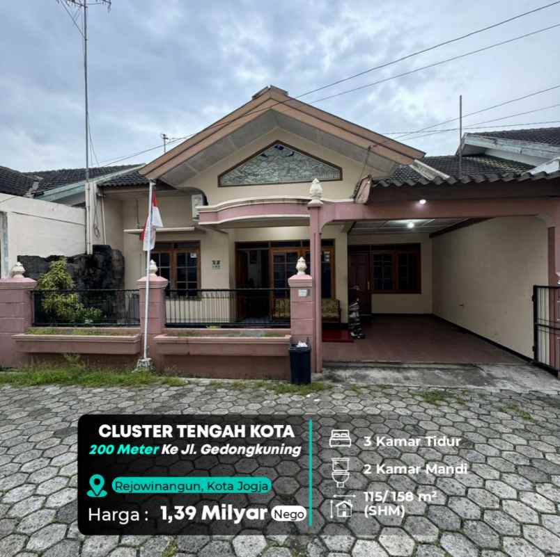 rumah cluster semi furnished rejowinangun kota jogja