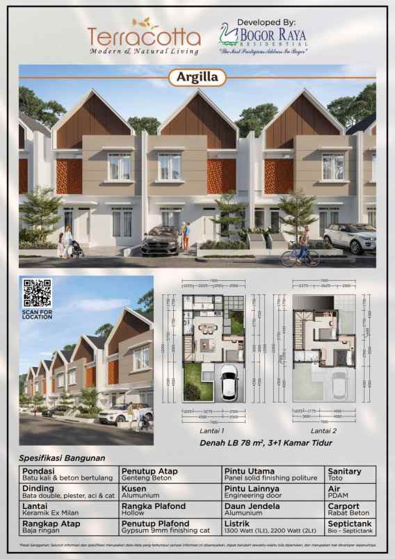 rumah hook di bogor raya residence terracotta