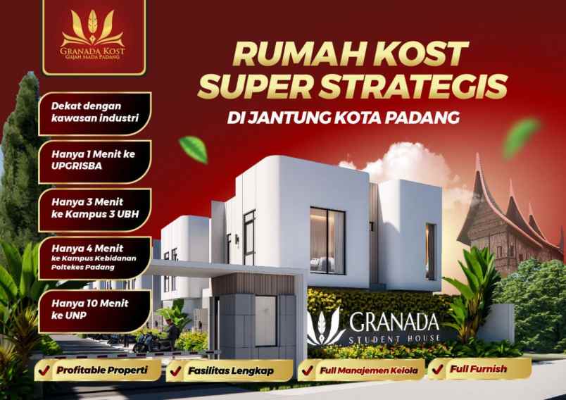 rumah kost super strategis di jantung kota padang