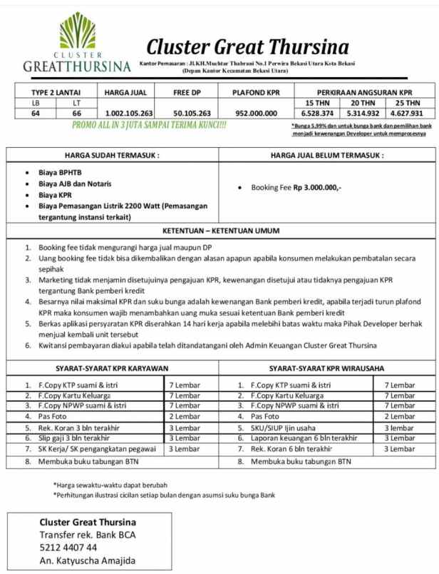 rumah siap huni cluster 2 lantai