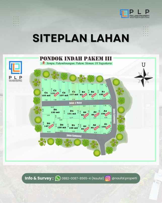 tanah kavling shm dekat pasar pakem rs panti nugroho