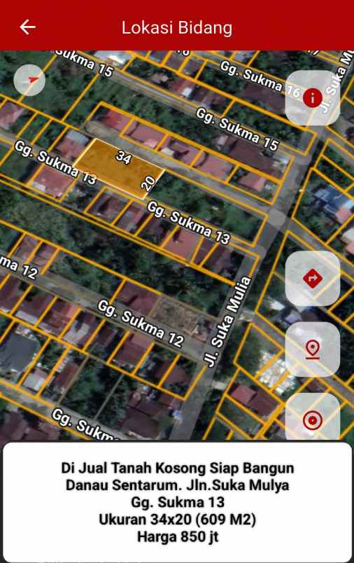 tanah siap bangun sukma 13 34x20 harga 850 jt