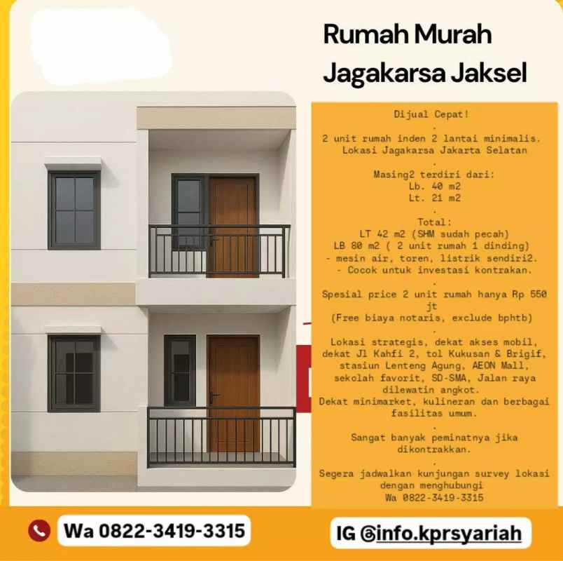 2 unit rumah inden jagakarsa jakarta selatan