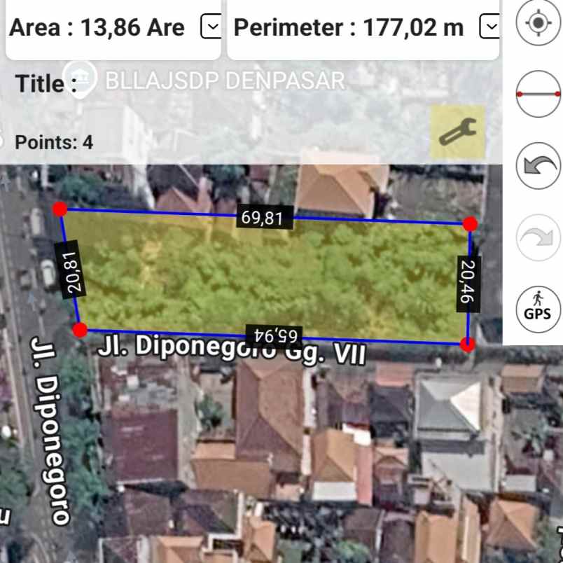 dijual 13 86 are jl raya diponegoro dauh puri denpasar