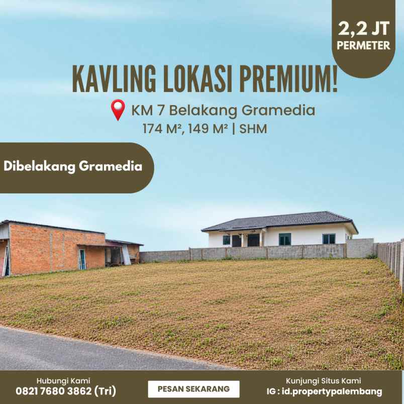 dijual kavling belakang gramedia palembang