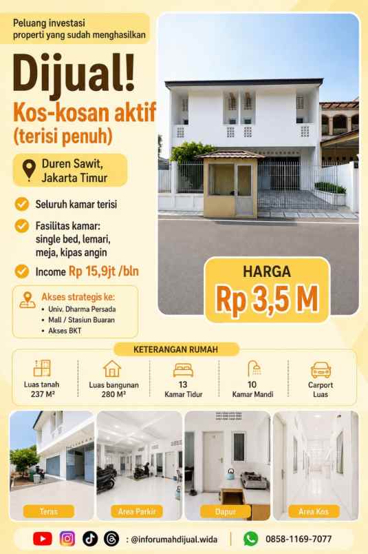dijual kost duren sawit