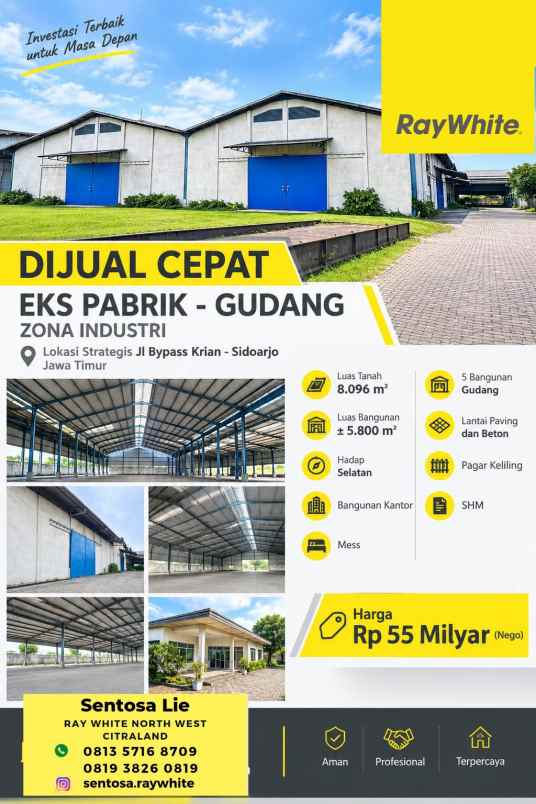 dijual ruko gudang kantor bypass krian