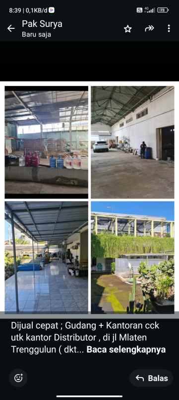 dijual ruko gudang kantor jl mlaten trenggulun