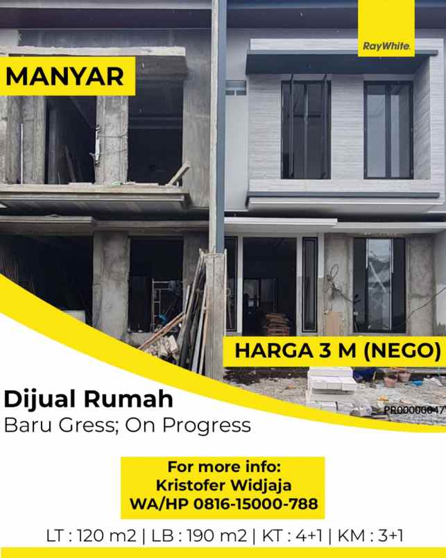 dijual rumah baru manyar kertoadi surabaya tengah kota
