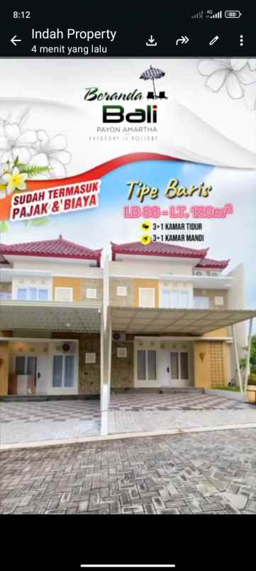 dijual rumah beranda bali payon amarta