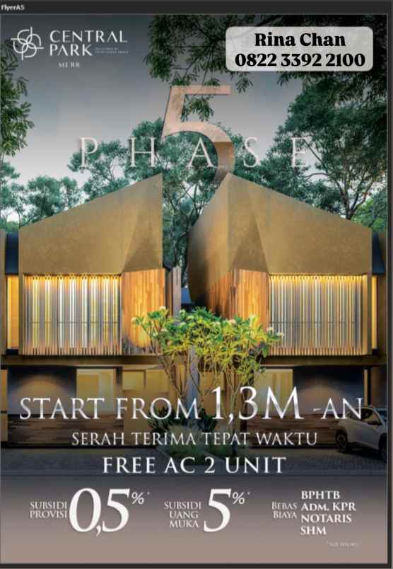 dijual rumah central park
