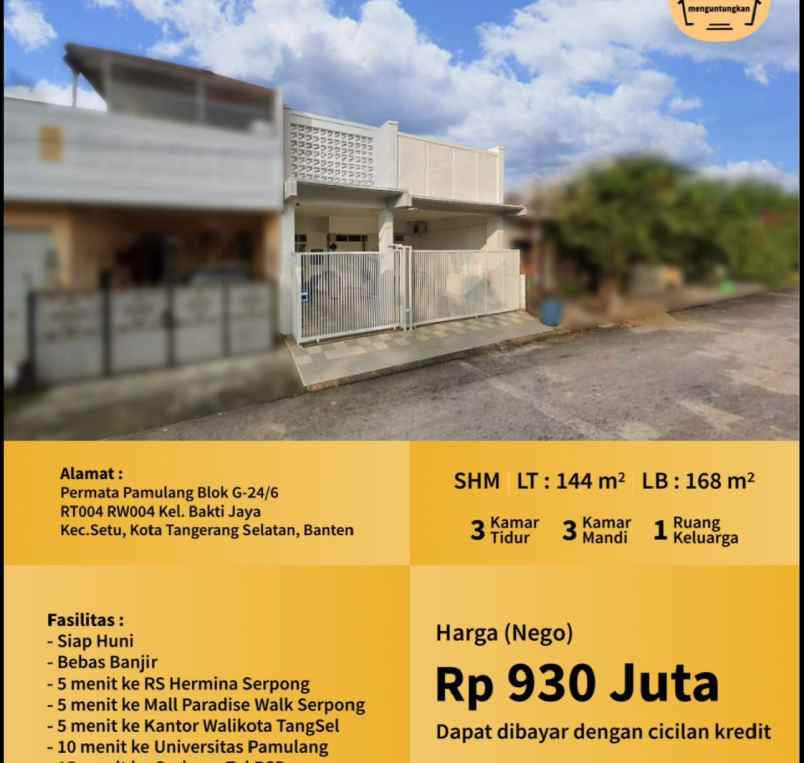 dijual rumah cepat an pribadi