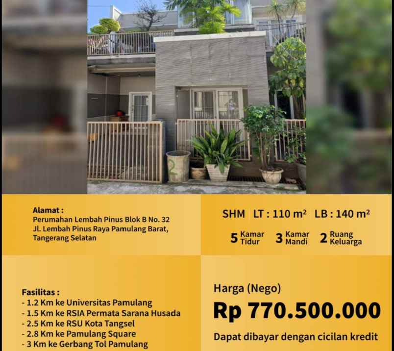 dijual rumah cepat an pribadi