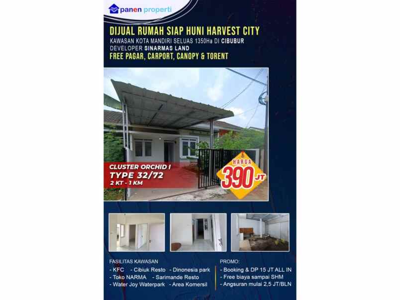 dijual rumah cluster orchid g harvest